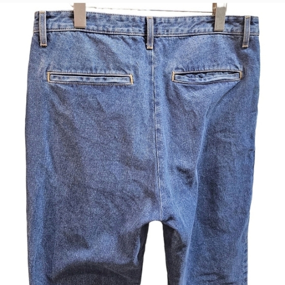 Zara Denim High Waisted Pleated Mom Boyfriend Medium Wash Cropped Jeans 34 - Picture 9 of 13
